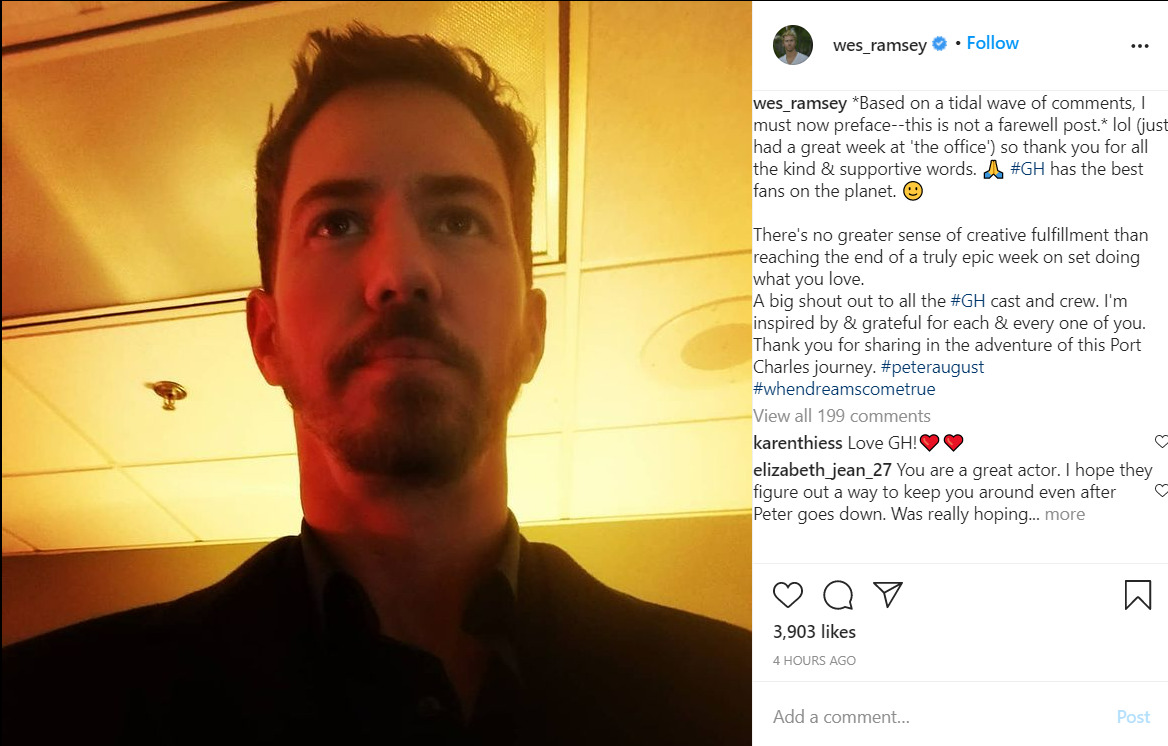 DETAILS  Is  General Hospital  Longtime Villain Wes Ramsey Leaving The Soap  Reason Explained Instagram Post  - 80